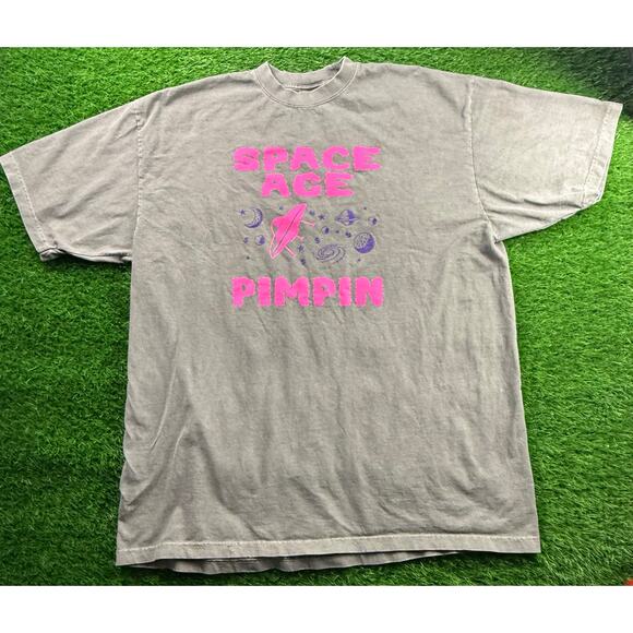 Shaka Wear 3XL Space Age Pimpin Graphic Tee Gray Super Heavy Cotton Streetwear - Picture 1 of 8